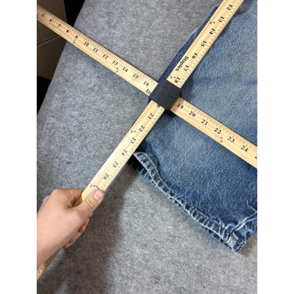 VINTAGE Dickies Jean Shorts Mens 34 Blue Denim Carpenter Workwear Utility Jorts - Picture 5 of 7